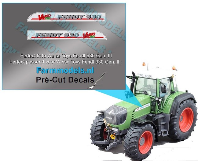 2x FENDT 930 VARIO TMS Gen III type stickers Pré Cut Decals 1 32