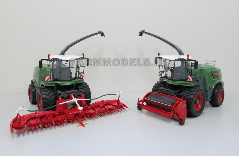 COMBI-SET: 2x Fendt Katana 85 Wiking = 1x Katana 85 met maisbek + 1x Katana  85 met graspickup 1:32 - Farmmodels - Miniaturen - Onderdelen - Stickers -  Banden