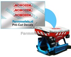 MONOSEM stickers ROOD 25 mm breed op transparante folie  Pré-Cut Decals 1:32 Farmmodels.nl 