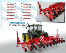 12x MONOPILL e-drive II (Kverneland) logo op Transparant (6x links & 6x rechts) Pré-Cut Decals 1:32 Farmmodels.nl