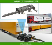 Tandemas dolly t.b.v. LZV (Lange Zware Voertuigen) vrachtwagen combinatie, passend o.a. onder de MarGe models trailers 1:32  (HTD)    