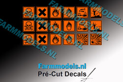 18x Gevaarlijke stof en vergif Verzamelset  4,7 mm hoog Pré-Cut Decals 1:32 Farmmodels.nl