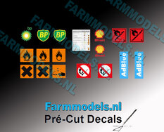 verzamelset olie voor kleine dieseltank op transparant Pré-Cut Decals 1:32 Farmmodels.nl