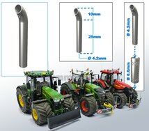 Uitlaat pijp met bocht CHROOM gespoten Ø 4,2 mm x 35 mm, geschikt voor beschermkap serie met Ø 6,6 mm   1:32  