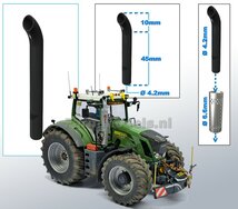 Uitlaat pijp met bocht ZWART gespoten Ø 4,2 mm x 55 mm, geschikt voor beschermkap serie met Ø 6,6 mm   1:32  