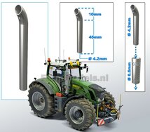 Uitlaat pijp met bocht CHROOM gespoten Ø 4,2 mm x 55 mm, geschikt voor beschermkap serie met Ø 6,6 mm   1:32  