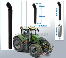 Uitlaat pijp met bocht ZWART gespoten Ø 4,2 mm x 70 mm, geschikt voor beschermkap serie met Ø 6,6 mm   1:32  