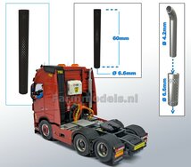 Beschermkap voor Uitlaat ZWART gespoten Ø 6,6 mm x 60 mm, geschikt voor uitlaat serie met Ø 4,2 mm   1:32  