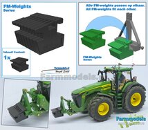 FM-Weight: VAST BLOK van (Front-) Gewicht platen 40KG OPDRUK, vast aan elkaar, FENDT CHASSIS DONKER GRIJS GESPOTEN Geleverd   1:32