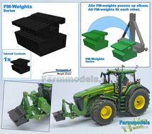 FM-Weight: VAST BLOK van (Front-) Gewicht platen ZONDER OPDRUK/ LOGO, vast aan elkaar, ZWART GESPOTEN Geleverd   1:32