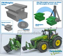 FM-Weight: VAST BLOK van (Front-) Gewicht platen JD HERT SPRINGEND OMHOOG OPDRUK, vast aan elkaar, RESIN   1:32