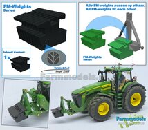 FM-Weight: VAST BLOK van (Front-) Gewicht platen NH LOGO OPDRUK, vast aan elkaar, ZWART GESPOTEN Geleverd   1:32