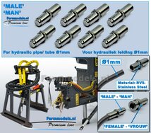 8x MAN koppelingen RVS STAAL, geschikt voor hydroliek leiding van Ø 1 mm, echt koppelbaar met VROUW koppeling RVS Staal  Farmmodels Premium Line 1:32    