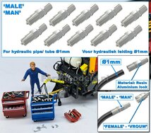 VOLUMEVOORDEEL: 10x MAN koppelingen, geschikt voor hydroliek leiding van Ø 1 mm  3D geprint kunststof aluminium gespoten geleverd  1:32     