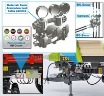 3x Nanometers + Regelventielen t.b.v hydrauliekleiding Ø0.8mm geleverd incl. 8x ITD-Decals:  3D geprint RESIN ALUMINIUM GLANS Gespoten geleverd  1:32     