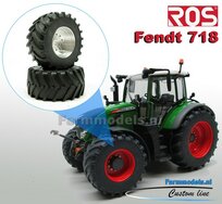 Fendt 718 ROS Brede Vooras banden  Ø 47.5 mm x 20,5 mm breed + ALUMINIUM velgen BLANK geleverd 1:32 Farmmodels Custom Line Series 