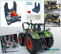 Ondertrekhaak DELUXE FENDT 728 CHASSIS GRIJS + RODE PAL met werkende KIPPERKNOBBEL + 2x stuurstang aansluiting, incl. met Deluxe pinnenset 1:32