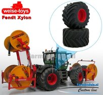 Fendt Xylon WeiseToys: Lage Druk Brede Achteras banden Ø 53.5 mm x 32.3 mm breed + ALUMINIUM velgen FENDT ROOD Gespoten 1:32 Farmmodels Custom Line Series