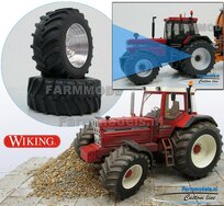 CASE IH 1455 & IH WIKING: 2x Brede Banden Ø 61 x 25 mm + ALUMINIUM velgen BLANK geleverd 1:32 Farmmodels Custom Line Series 