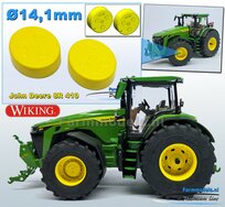 2x Eindvertragingen/ Planeetkappen JOHN DEERE 8R t.b.v. Vooras velgen Ø 14.1mm  RESIN  JD GEEL Gespoten Geleverd  1:32  Farmmodels Premium Line Series   