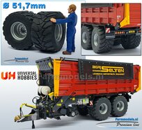 2x Mitas Agriterra 02 Banden Ø 51.7 mm met RESIN velgen ALUMINIUM METALIC gespoten Velgen  1:32   Farmmodels Premium Line Series  