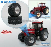 CASE IH & IH SCHUCO: 2x Brede Banden Ø 47.5 x 20.5 mm + ALUMINIUM velgen BLANK geleverd 1:32 Farmmodels Custom Line Series  