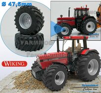 CASE IH WIKING: 2x Brede Banden Ø 47.5 x 20.5 mm + ALU. velgen ALUMINIUM METALIC gespoten geleverd 1:32 Farmmodels Custom Line Series  