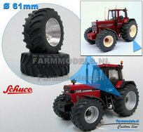 CASE IH 1455 & IH SCHUCO: 2x Brede Banden Ø 61 x 25 mm + ALUMINIUM velgen BLANK geleverd 1:32 Farmmodels Custom Line Series 