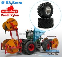 Fendt Xylon WeiseToys: Lage Druk Brede Achteras banden Ø 53.5 mm x 32.3 mm breed + ALUMINIUM velgen BLANK geleverd 1:32 Farmmodels Custom Line Series