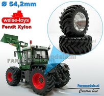 Fendt Xylon WeiseToys: Brede Achteras banden Ø 54.2 mm x 22.7 mm breed + ALUMINIUM velgen BLANK geleverd 1:32 Farmmodels Custom Line Series