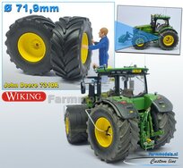 JD 7310R: 2x Vredestein Traxion 900/65 R45 Banden Ø 71.9 x 32.5 mm + KUNSTSTOF Velgen JOHN DEERE GEEL gespoten  1:32    Farmmodels Custom Line Series