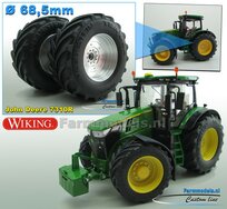 JD 7310R: 2x Vredestein Traxion Banden Ø Ø 68.5 x 32 mm + ALUMINIUM velgen BLANK geleverd 1:32 Farmmodels Custom Line Series