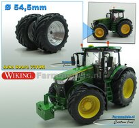 JD 7310R: 2x Vredestein Traxion Banden Ø 54.5 x 23.5 mm + ALUMINIUM velgen BLANK geleverd  1:32 Farmmodels Custom Line Series