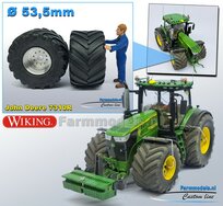 JD 7310R: 2x Michelin Mega X Bib Banden Ø 53.5 x 32.3 mm + ALUMINIUM velgen BLANK geleverd  1:32    Farmmodels Custom Line Series