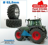 Fendt 824/ 926 Gen I: 2x Brede Banden Ø 62.5 x 27.7 mm + ALUMINIUM velgen BLANK Geleverd 1:32 Farmmodels Custom Line Series