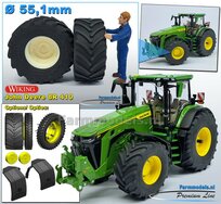 JD 8R 410: 2x Michelin Axiobib2  Ø  55.1 x 25.8 mm Banden + RESIN Velgen BLANK Geleverd 1:32    Farmmodels Premium Line Series 