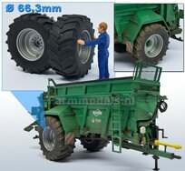 Tebbe MS 140: 2x Trelleborg Brede Banden Ø 66.3 x 28.5 mm + Resin velgen ALUMINIUM METALIC Gespoten geleverd 1:32    