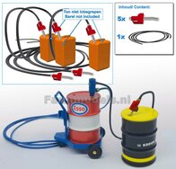 5x ROOD OLIE/ BRANDSTOF PISTOOL + ZWARTE LEIDING Ø1mm  Resin, DIEP ROOD (Krampe rood) Gespoten geleverd 1:32