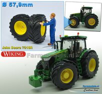 JD 7310R: 2x Vredestein Traxion 750/65 R34 Banden Ø 59.9 x 25.2 mm + KUNSTSTOF Velgen JOHN DEERE GEEL gespoten 1:32 Farmmodels Custom Line Series