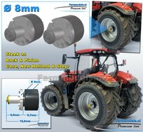 2x  CASE-NH-STEYR STEEK-ASSEN   Ø 8mm t.b.v. ACHTERAS RESIN BLANK Geleverd  1:32  Farmmodels Premium Line Series