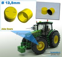 2x Planeetkappen Ø 12.8 mm John Deere Geel, Geschikt voor o.a. John Deere VOORAS velgen 1:32