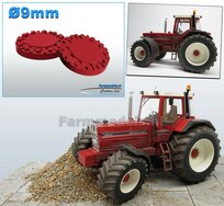 2x Afdekplaat t.b.v. (Achteras-) Velg Ø 9 mm  Materiaal Resin: INTERNATIONAL HARVESTER ROOD Gespoten geleverd 1:32