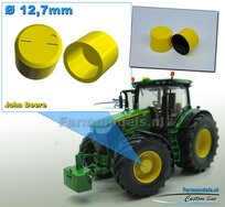 2x Eindvertragingen/ Planeetkappen Ø 12.7 mm John Deere Geel, Geschikt voor o.a. John Deere VOORAS velgen 1:32