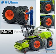 CLAAS Jaguar 900 Serie MargeModels: 2x Trelleborg Banden Ø 61.5 mm met Resin Velgen CLAAS ORANJE Gespoten  1:32   Farmmodels Custom Line Series  