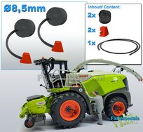 2x Eindvertragingen/ Planeetkappen Ø 8.5mm incl. LUCHTDRUKWISSELSYSTEEM Resin in CLAAS KLEUREN Geleverd 1:32 Farmmodels Premium Line