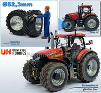 CASE IH PUMA 260 UH: 2x Brede Banden Ø 52.3 x 24.2 mm + ALUMINIUM velgen BLANK geleverd 1:32 Farmmodels Custom Line Series  