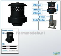 1x TURBO II Precleaner Luchtfilter GROOT afm.  Ø8.3mm-Ø11mm Inclusief TURBO II Pré-Cut Decal sticker 1:32 