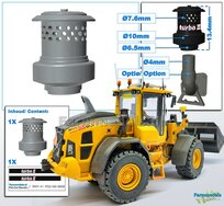 1x TURBO II Precleaner Luchtfilter afm.  Ø7.6mm-Ø10mm RESIN, BLANK Geleverd Inclusief TURBO II Pré-Cut Decal sticker 1:32 