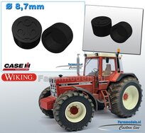 2x CASE IH Eindvertragingen/ Planeetkappen Ø 8.7 mm  Resin,  ZWART GLANS Gespoten 1:32 Farmmodels Custom Line