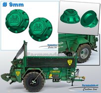 2x BPW NAAFDOP PLATTE uitvoering Ø 9 mm Materiaal Kunststof TEBBE GROEN Gespoten geleverd 1:32